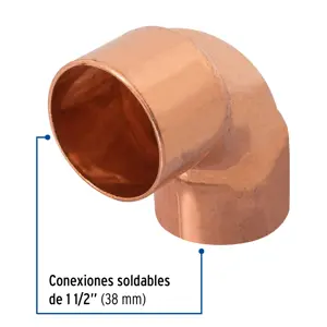 Codo 90° de cobre de 1-1/2