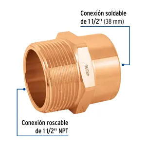 Conector de cobre, rosca exterior 1-1/2