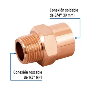 Conector reducido macho 1/2 x 3/4