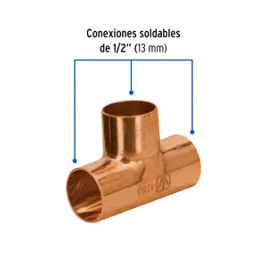 Tee de cobre sencilla de 1/2