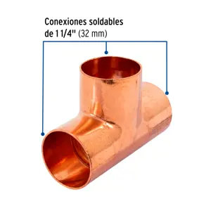 Tee sencilla de cobre 1-1/4