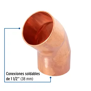 Codo 45° de cobre 1-1/2