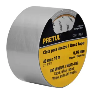 Cinta para ducto 10m x 48mm, espesor 0.16mm, Pretul