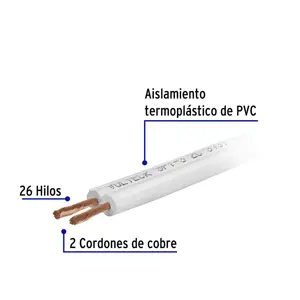 Rollo de 100 m de cordón dúplex flexible SPT 16 AWG, Volteck