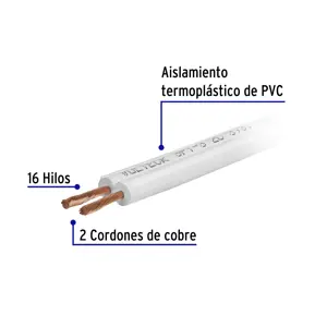 Rollo de 100 m de cordón dúplex flexible SPT 18 AWG, Volteck