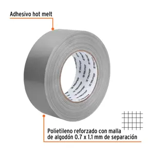 Cinta para ducto 50m x 48mm, espesor 0.19mm, Truper