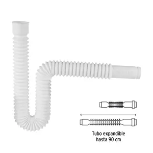 Foset Céspol flexible, polietileno blanco, para lavabo y fregadero