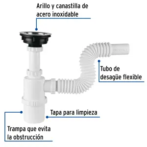 Foset Céspol de bote con contracanasta de acero inox. p/fregadero