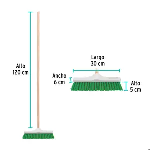 Klintek Cepillo industrial cerda rígida de 30 cm, bastón de madera