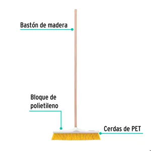 Klintek Cepillo industrial cerda suave de 50 cm, bastón de madera