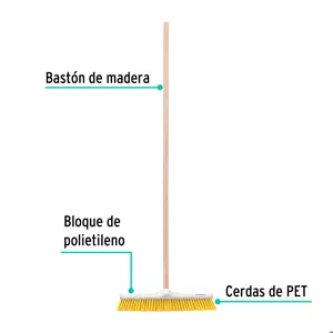 Klintek Cepillo industrial cerda suave de 56 cm, bastón de madera