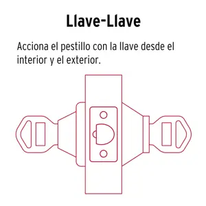 Cerrojo llave-llave latón brillante, llave de puntos, Hermex