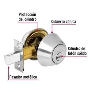 Cerrojo llave-llave cromo mate, llave de puntos, Hermex