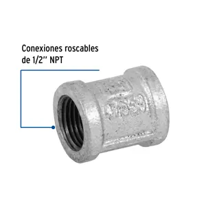 Cople reforzado de acero galvanizado de 1/2