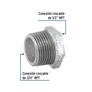 Reducción bushing acero galvanizado 3/4 x 1/2