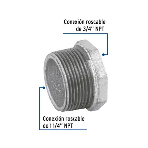 Reducción bushing acero galvanizado 1-1/4 x 3/4