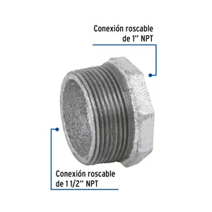 Reducción bushing acero galvanizado 1-1/2 x 1