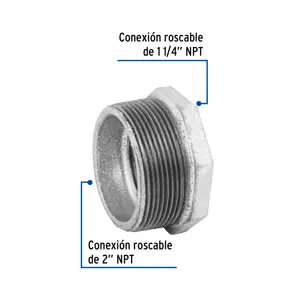 Reducción bushing acero galvanizado 2 x 1-1/4