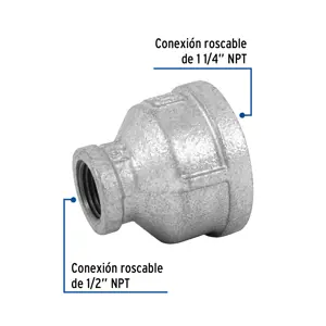 Reducción campana acero galvanizado 1-1/4