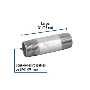 Niple de acero galvanizado 3/4