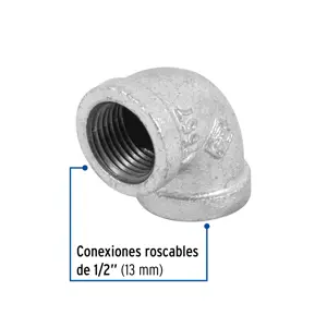 Codo 90° acero galvanizado de 1/2