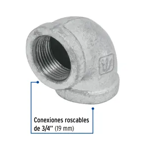 Codo 90° acero galvanizado de 3/4