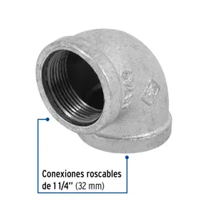 Codo 90° acero galvanizado de 1-1/4