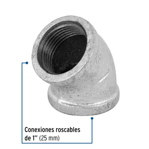 Codo 45° acero galvanizado de 1