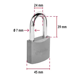 Candado de hierro 45 mm gancho largo en caja, Hermex