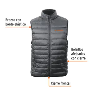 Chaleco de plumas para hombre, gris, CH, Truper