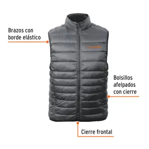 Chaleco de plumas para hombre, gris, M, Truper