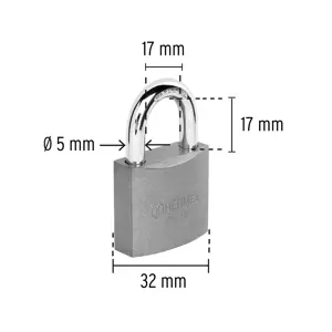 Candado de hierro 32 mm gancho corto en blíster, Hermex