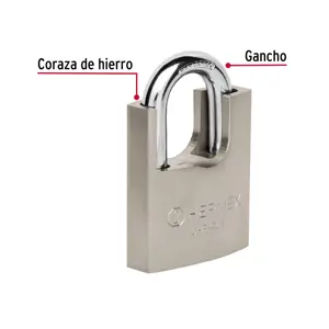 Hermex Candado de hierro 40 mm con coraza, llave anti-ganzúa