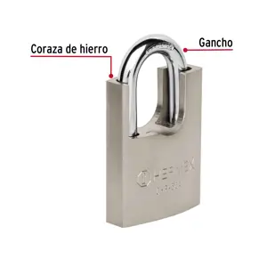 Hermex Candado de hierro 50 mm con coraza, llave anti-ganzúa