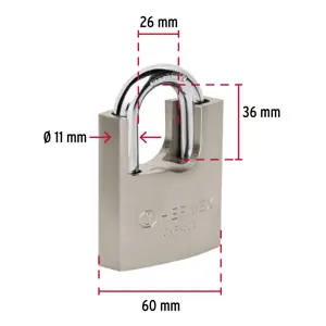 Hermex Candado de hierro 60 mm con coraza, llave anti-ganzúa