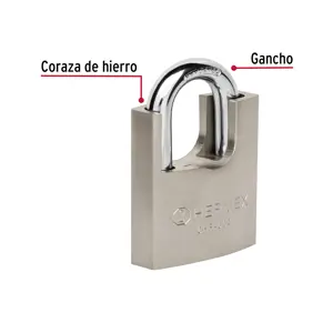 Hermex Candado de hierro 60 mm con coraza, llave anti-ganzúa