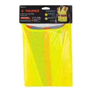 Truper Chaleco de seguridad verde max visibilidad y 6 bolsas