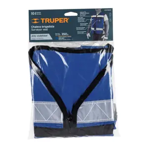 Truper Chaleco brigadista con cintas reflejantes, color azul rey