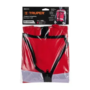 Truper Chaleco brigadista con cintas reflejantes, color rojo