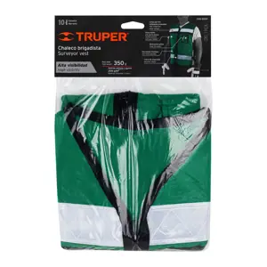 Truper Chaleco brigadista con cintas reflejantes, color verde