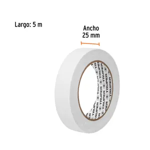 Truper Rollo de 5m de cinta antiderrapante blanca 25mm con abrasivo