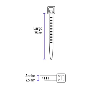 Volteck Bolsa c/10 cinchos plásticos 120 lb, 750 x 7.5 mm, naturales