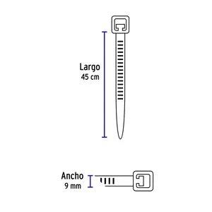 Volteck Bolsa con 10 cinchos plásticos 175 lb, 450x9 mm, naturales