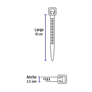 Volteck Bolsa con 1000 cinchos plásticos 18 lb, 100x2.5 mm, negros