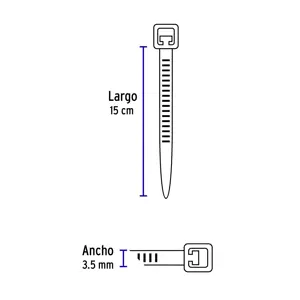 Volteck Bolsa con 50 cinchos plásticos 40 lb, 150x3.5 mm, amarillos