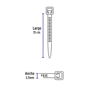 Volteck Bolsa con 50 cinchos plásticos 40 lb, 150x3.5 mm, negros