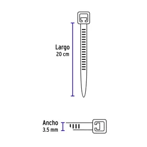 Volteck Bolsa con 50 cinchos plásticos 40 lb, 200x3.5 mm, naturales