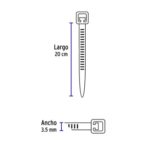 Volteck Bolsa con 50 cinchos plásticos 40 lb, 200x3.5 mm, negros