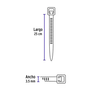 Volteck Bolsa con 50 cinchos plásticos 40 lb, 250x3.5 mm, naturales