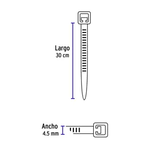 Volteck Bolsa con 50 cinchos plásticos 50 lb, 300x4.5 mm, negros